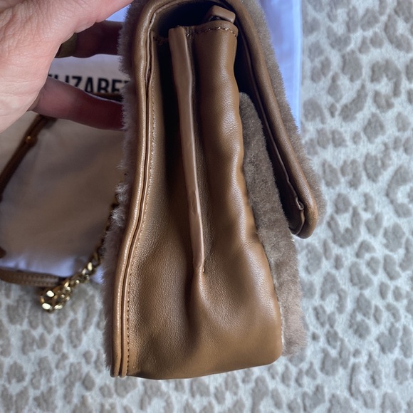 Elizabeth and James, Shearling Fur & Leather Charlie Shoulder Bag, Stone - Picture 7 of 13